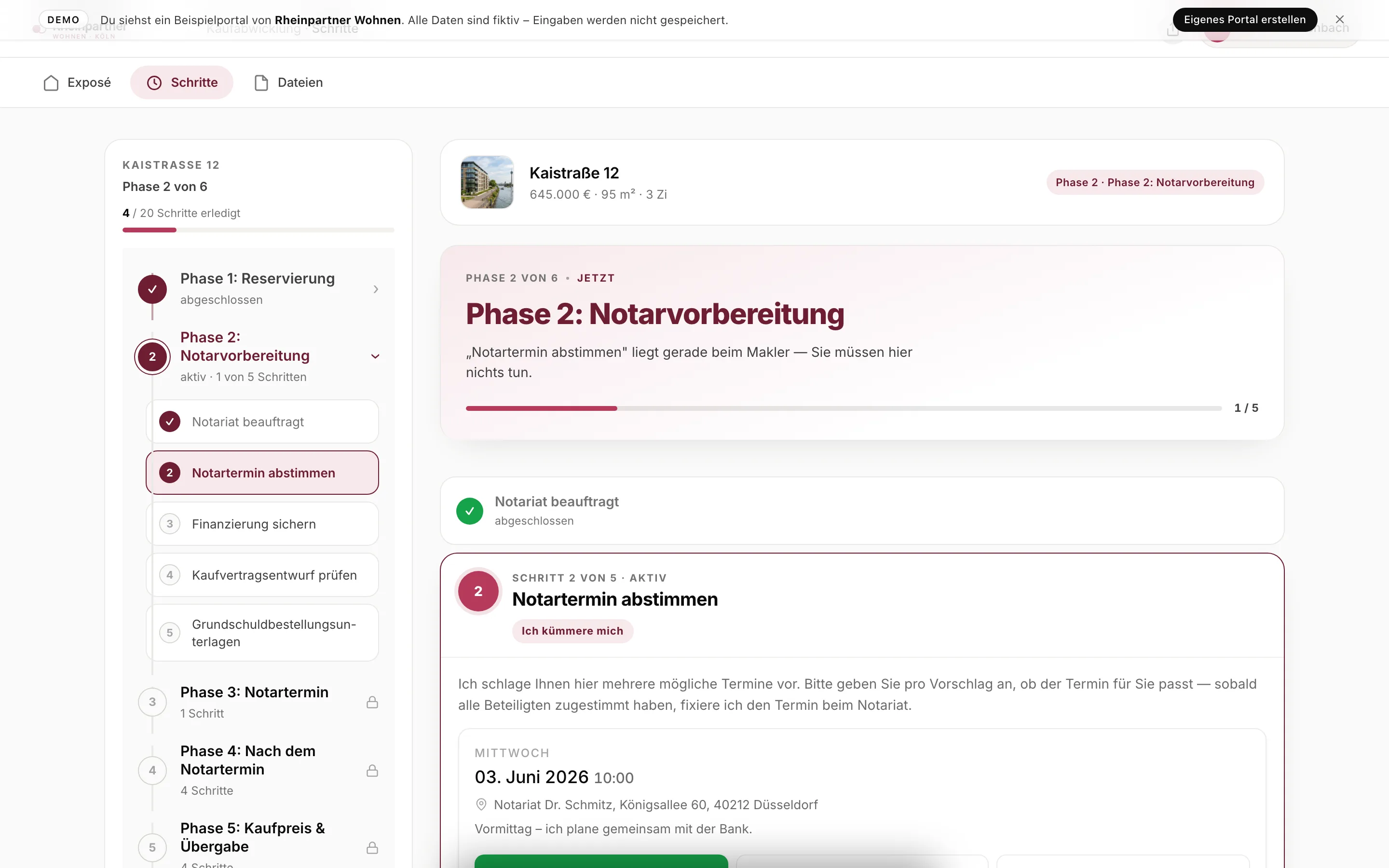 Portalist Kaufabwicklung Ansicht